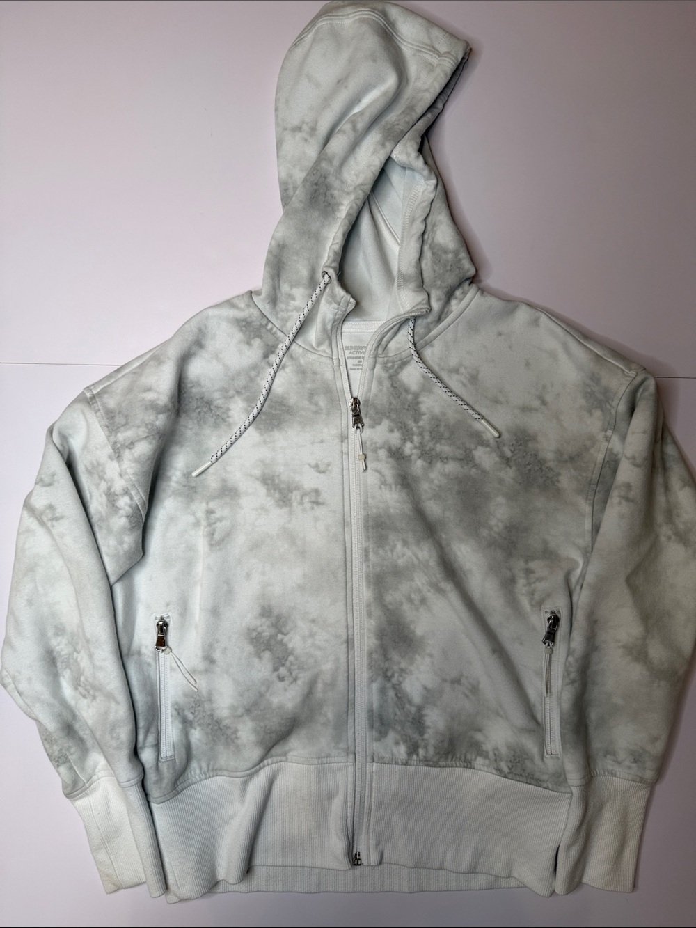 Old Navy Grey Tie-Dye Zip Hoodie